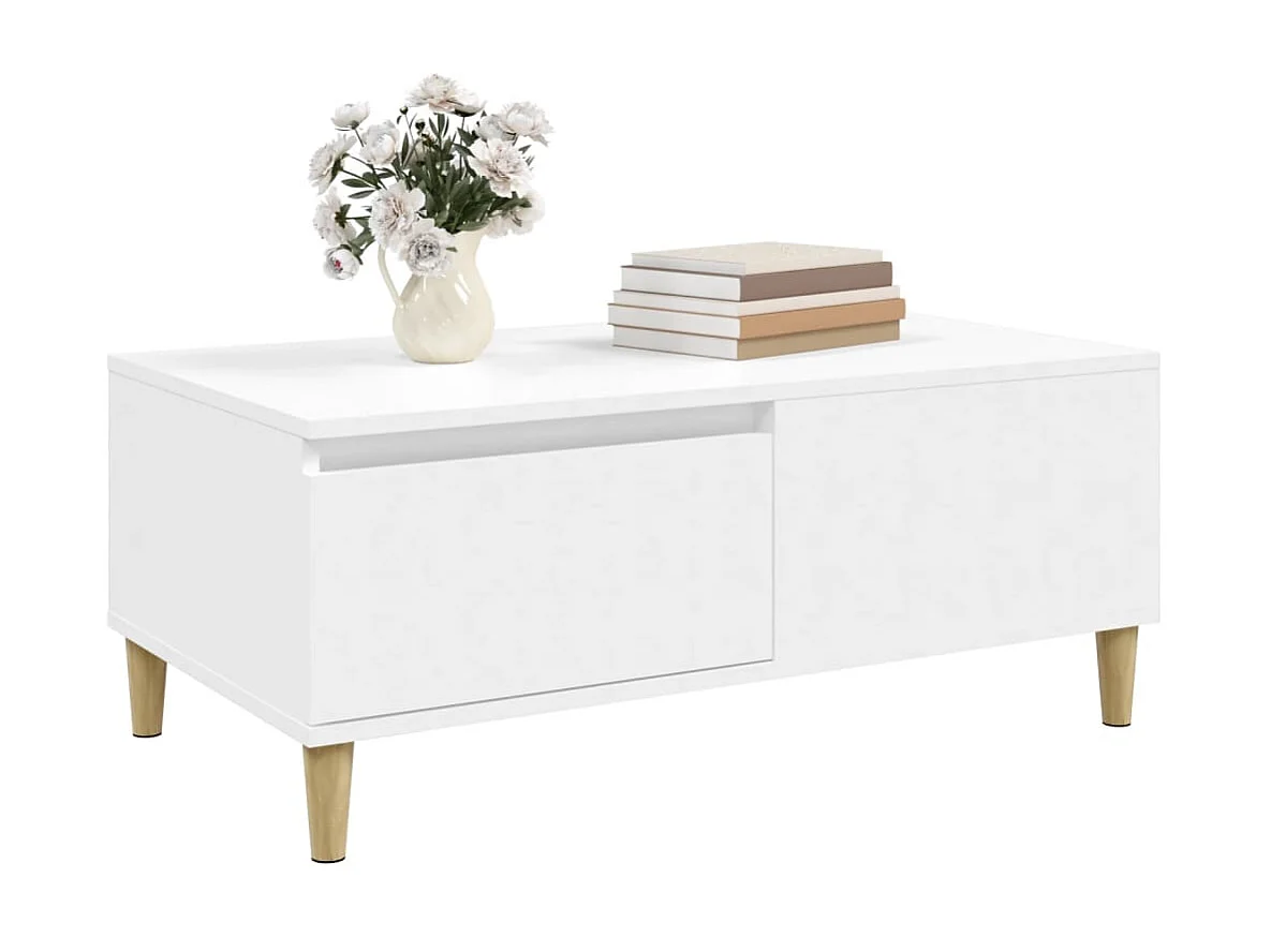 Table basse Blanc 90x50x36,5 cm Bois d'ingénierie OFR16711 BonneVie Meuble