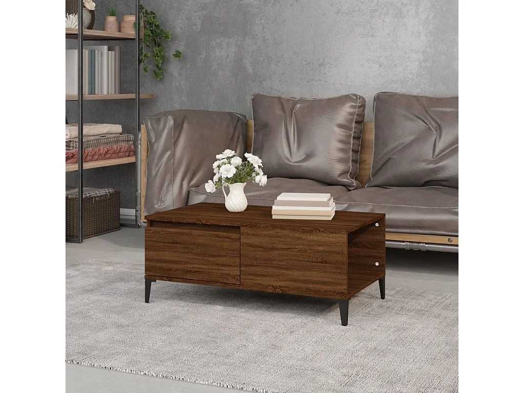 Table basse Chêne marron 90x50x36,5 cm Bois d'ingénierie OFR98943 BonneVie Meuble