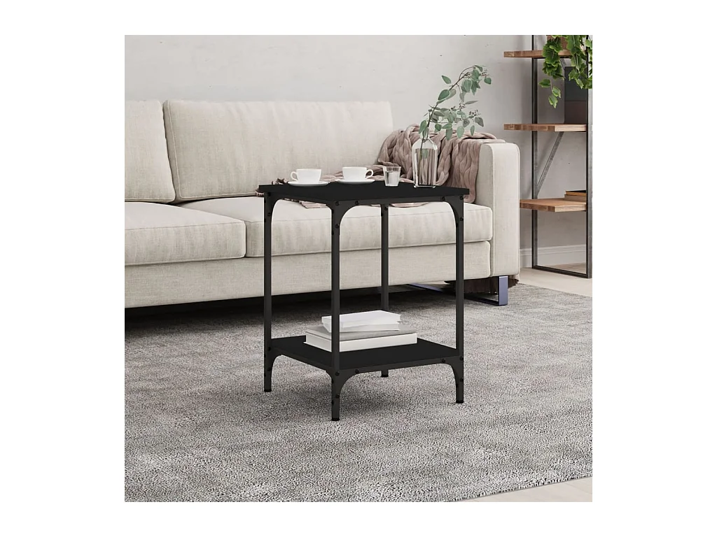 Table basse noir 40x40x55 cm bois d'ingénierie OFR87231 BonneVie Meuble