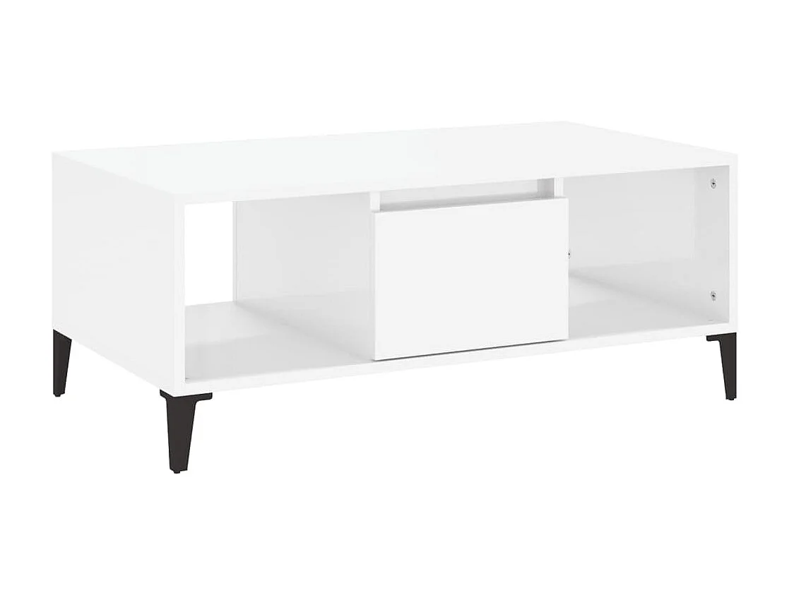 Mesa de centro madera contrachapada blanco brillo 90x50x36,5 cm ES43128