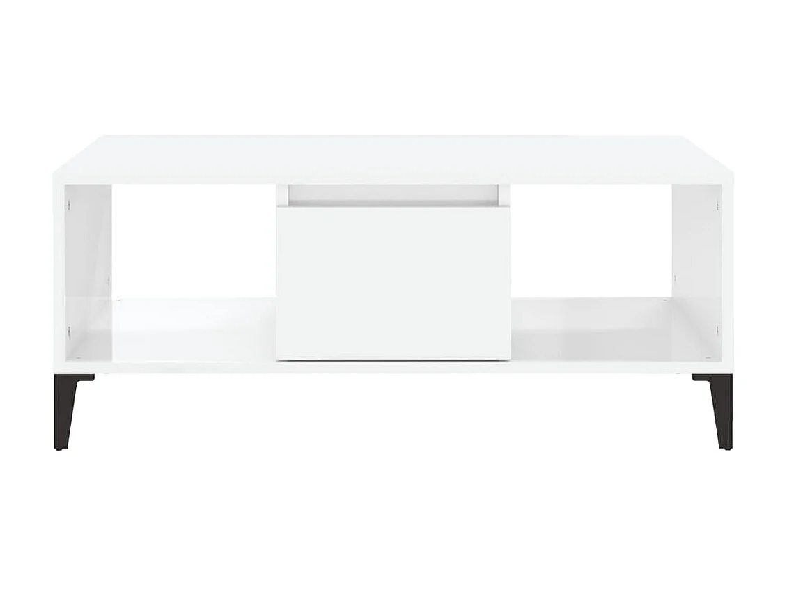Mesa de centro madera contrachapada blanco brillo 90x50x36,5 cm ES43128