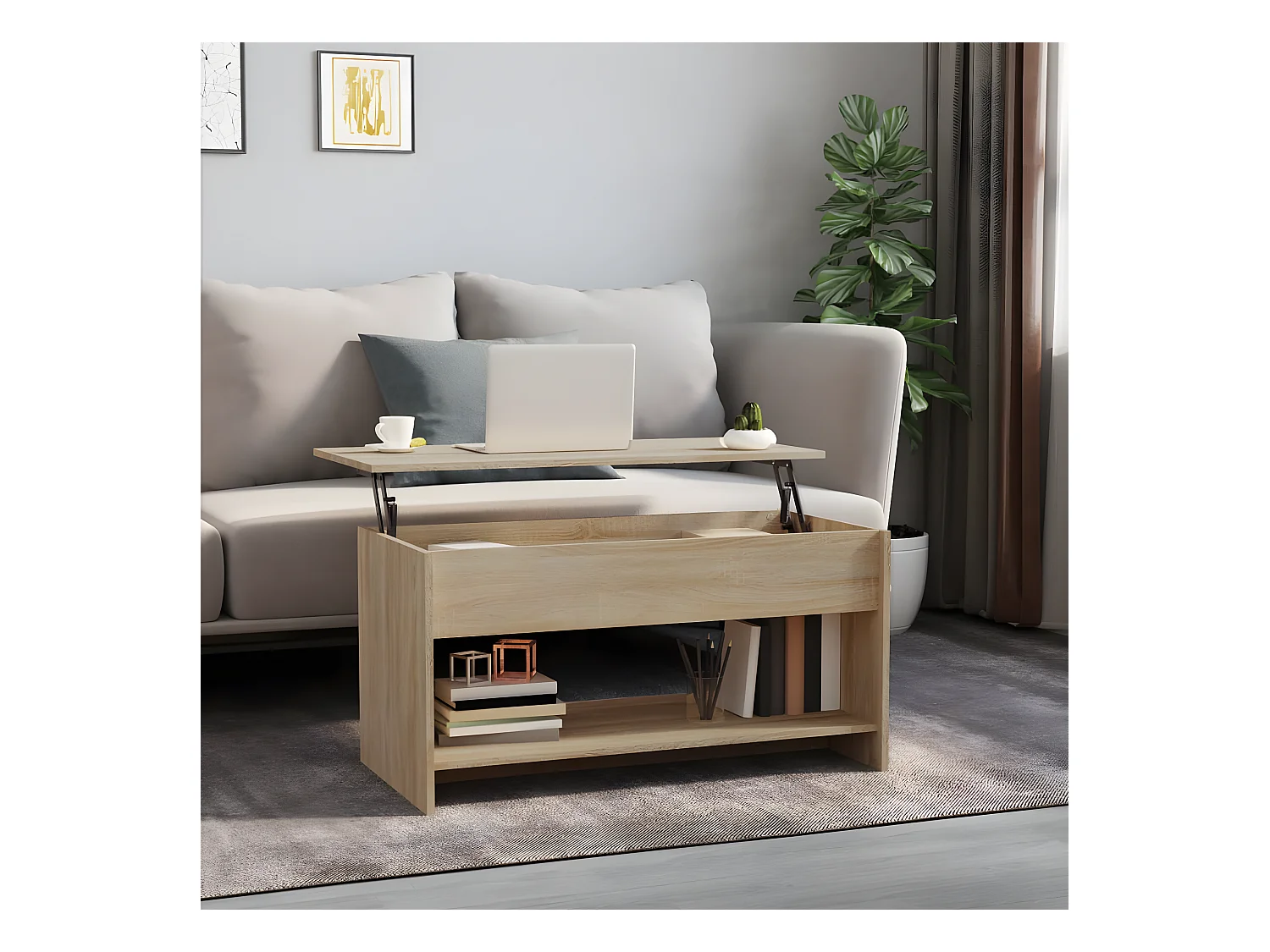 Table basse Chêne sonoma 102x50x52,5 cm Bois d'ingénierie OFR39701 BonneVie Meuble
