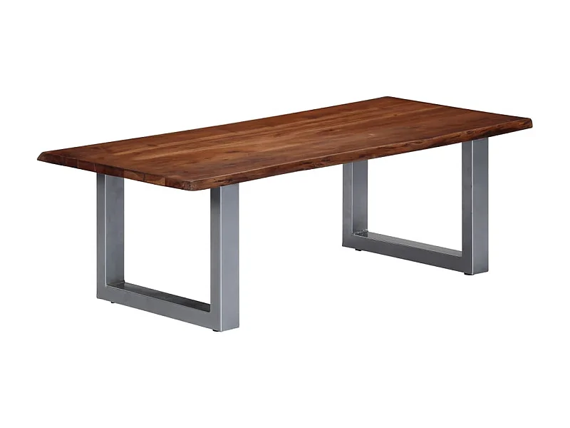 Mesa de centro borde natural madera maciza acacia 115x60x40 cm ES92452