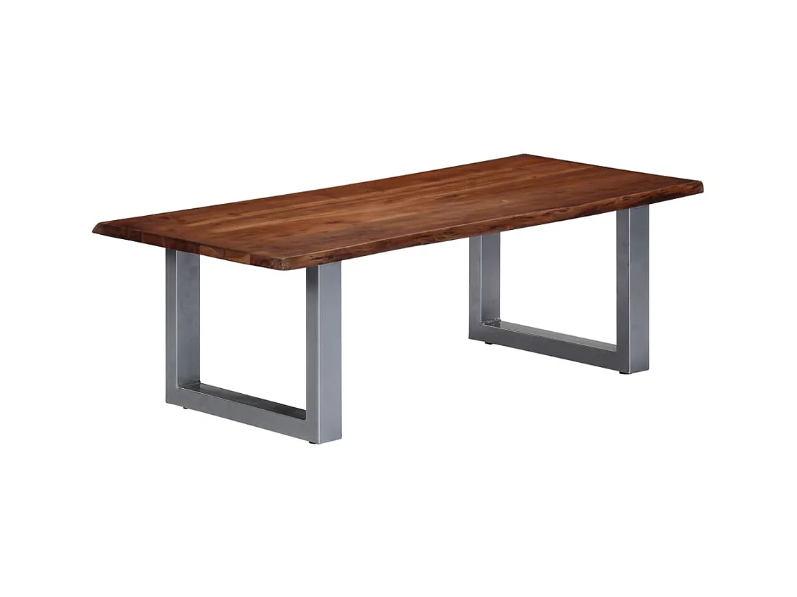 Table basse avec bord naturel 115x60x40 cm Bois d'acacia massif OFR16146 BonneVie Meuble