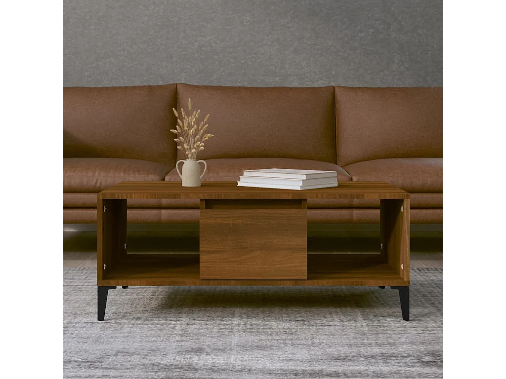 Mesa de centro madera contrachapada marrón roble 90x50x36,5 cm ES30243