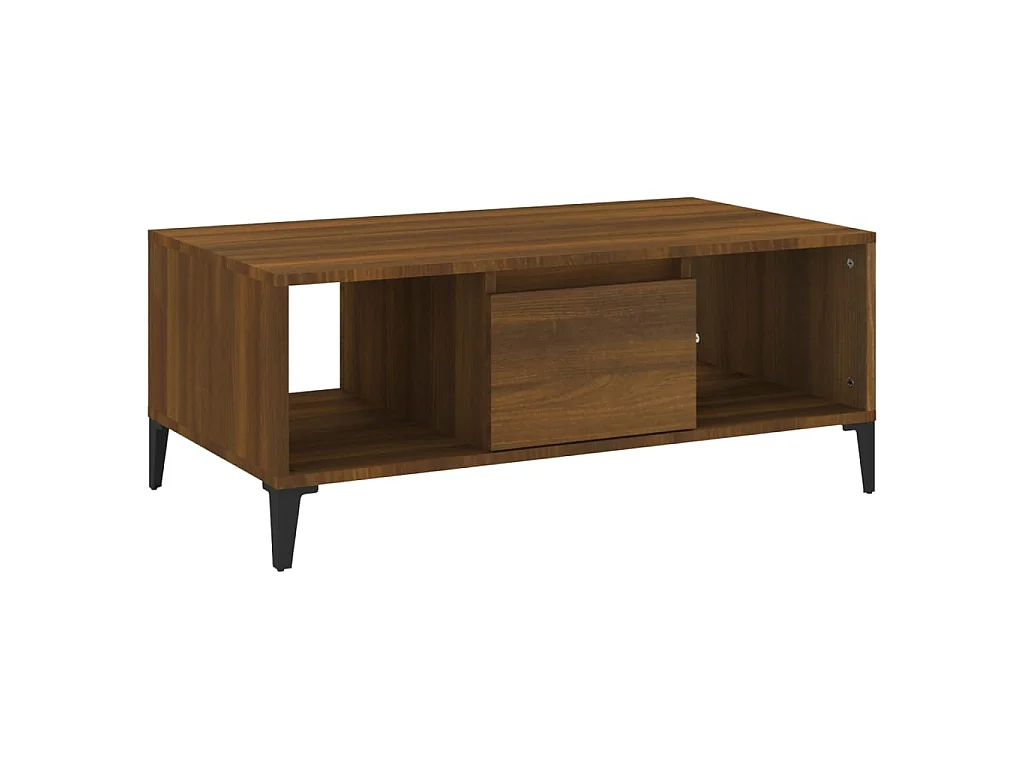 Mesa de centro madera contrachapada marrón roble 90x50x36,5 cm ES30243