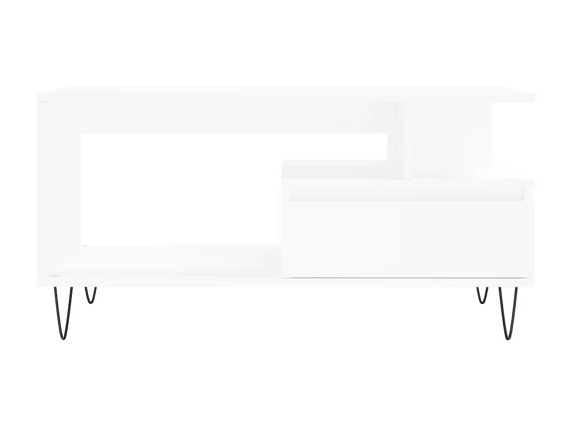 Table basse Blanc 90x49x45 cm Bois d'ingénierie OFR93114 BonneVie Meuble