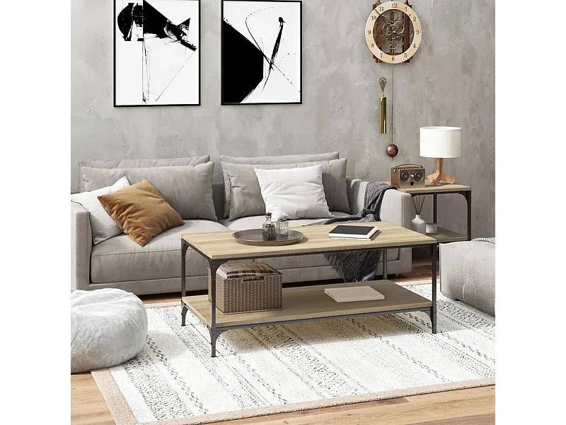 Mesa de centro madera contrachapada roble Sonoma 80x50x40 cm ES81401