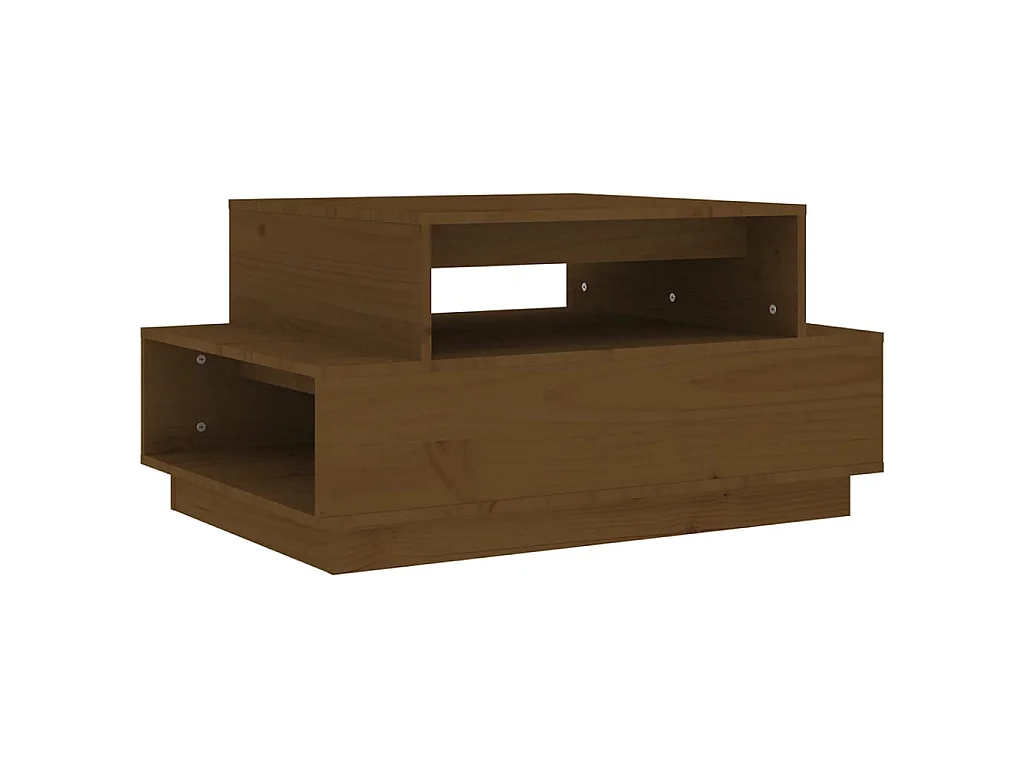 Table basse Marron miel 80x55x40,5 cm Bois massif de pin OFR11005 BonneVie Meuble