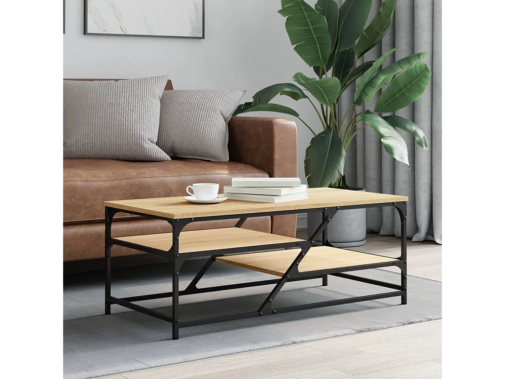 Salontafel 100x49x40 cm bewerkt hout sonoma eikenkleurig NL30688