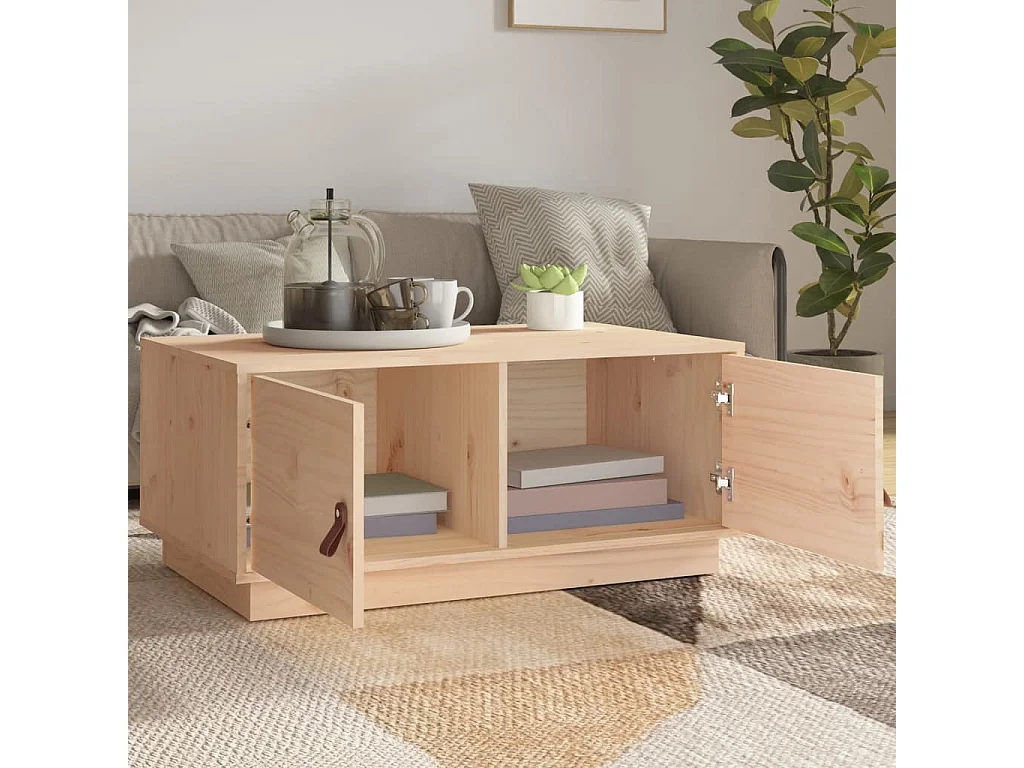 Table basse 80x50x35 cm Bois massif de pin OFR93565 BonneVie Meuble