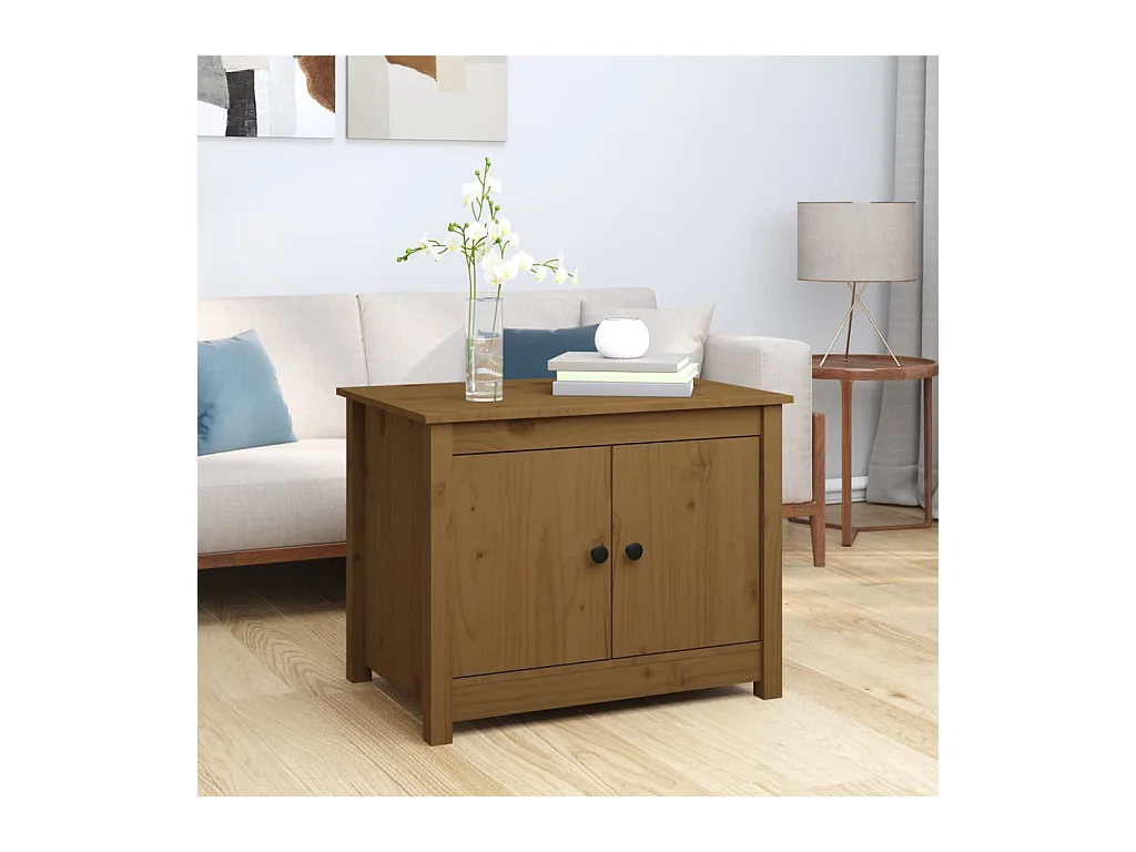 Table basse Marron miel 71x49x55 cm Bois massif de pin OFR70880 BonneVie Meuble