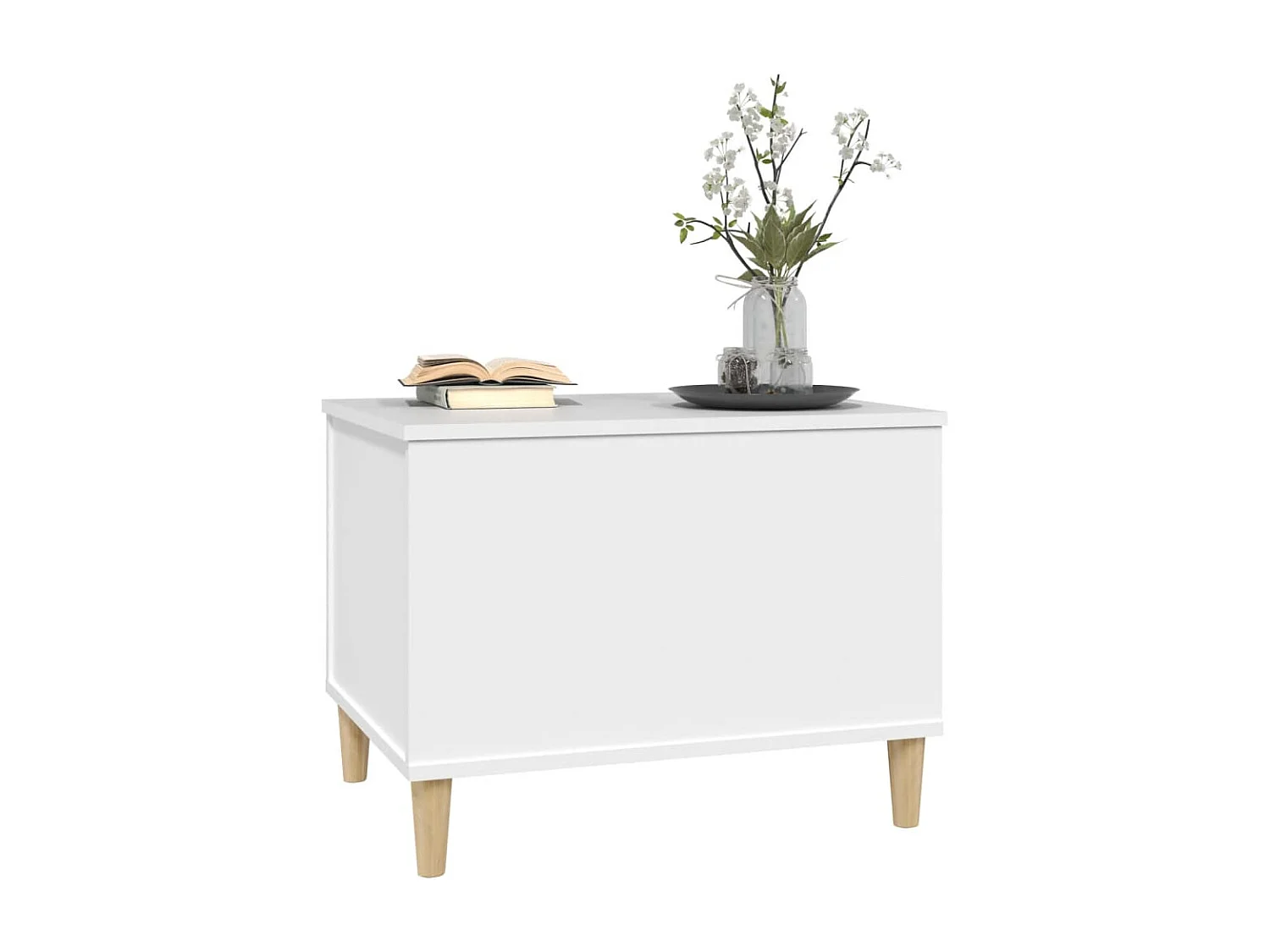 Table basse relevable relevable, Table Salon, Table Café, Table d'appoint Blanc 60x44,5x45 cm Bois d'ingénierie BonneVie Meuble JOQ61481