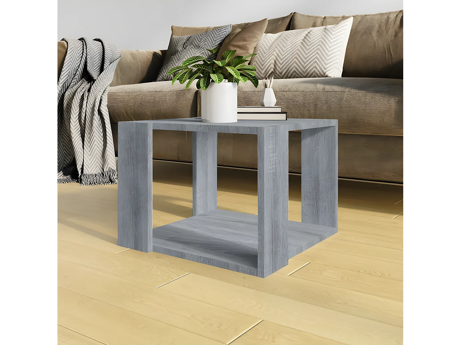Table basse Sonoma gris 40x40x30 cm Bois d'ingénierie BonneVie Meuble JOQ38078