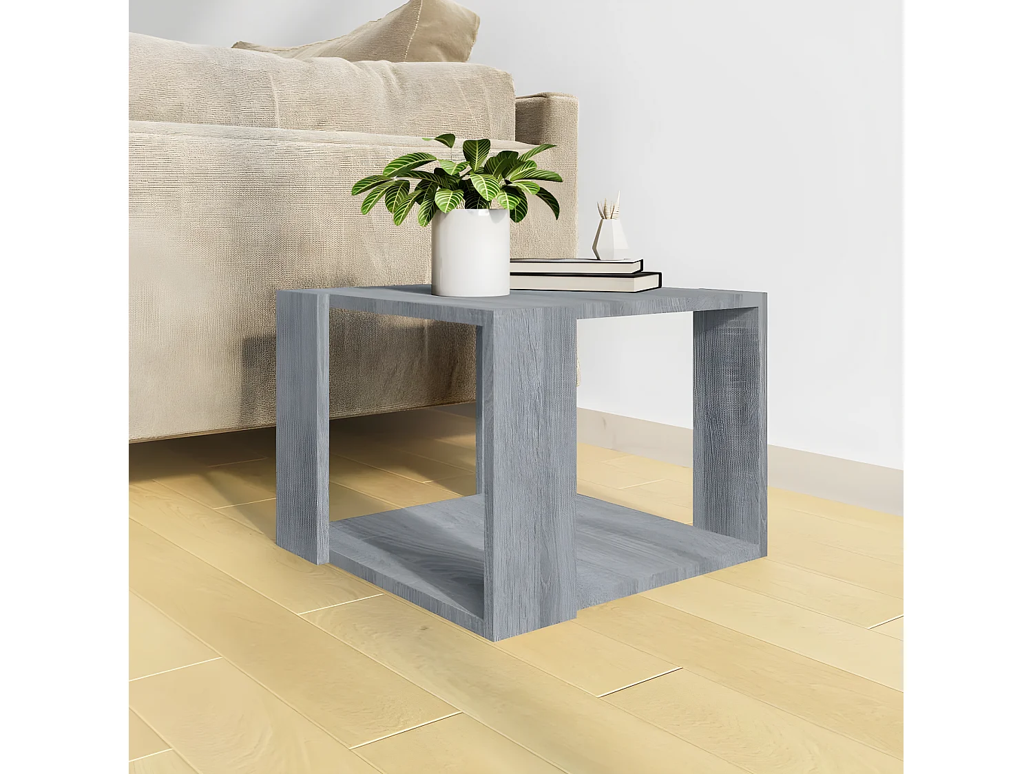 Table basse Sonoma gris 40x40x30 cm Bois d'ingénierie BonneVie Meuble JOQ38078