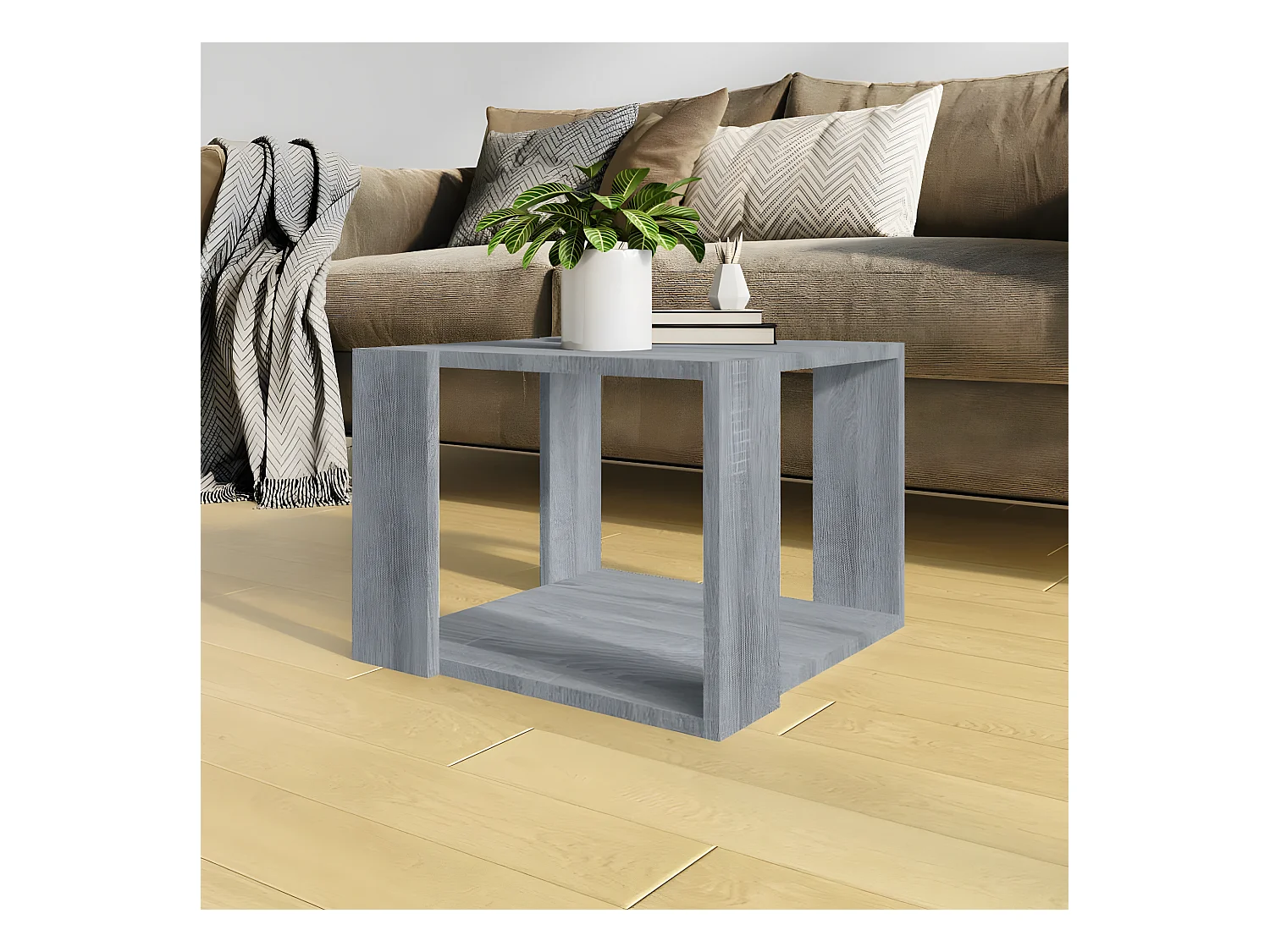 Mesa de centro madera contrachapada gris Sonoma 40x40x30 cm ES160069