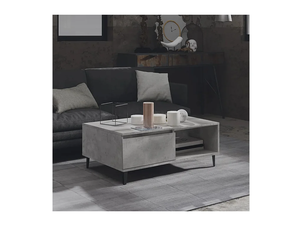 Table basse Gris béton 90x60x35 cm Aggloméré OFR79345 BonneVie Meuble