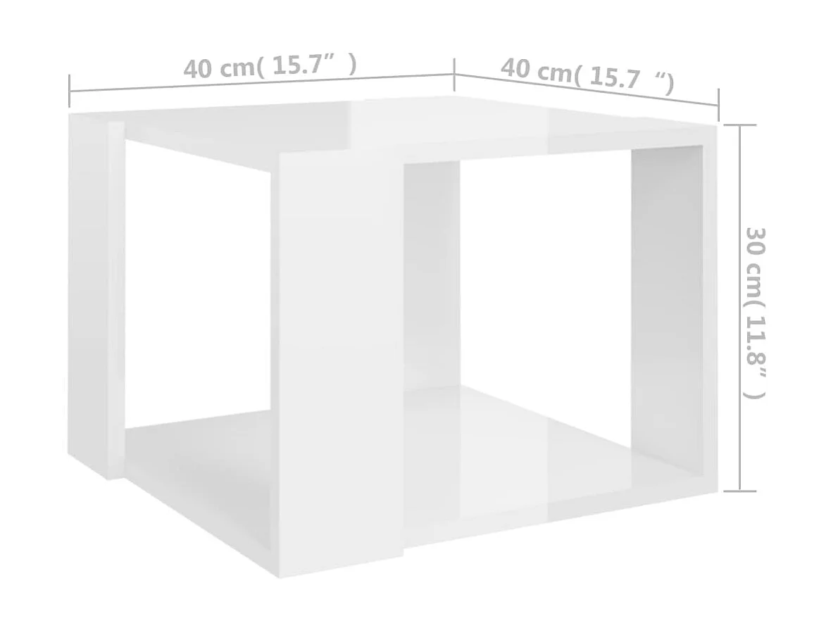 Table basse Blanc brillant 40x40x30 cm Bois d'ingénierie OFR14173 BonneVie Meuble