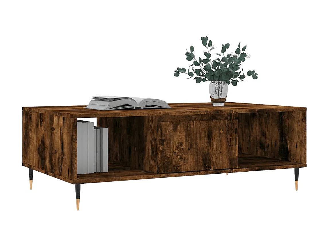 Table basse chêne fumé 104x60x35 cm bois d'ingénierie OFR13881 BonneVie Meuble