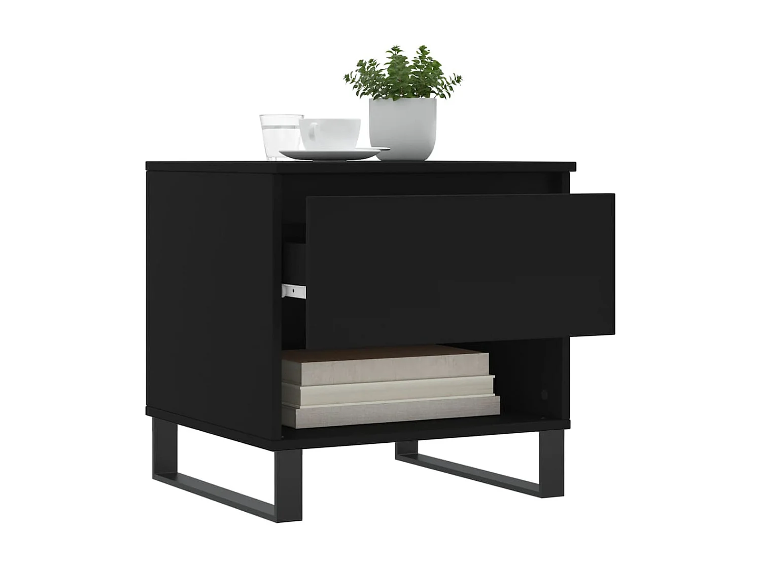Table basse noir 50x46x50 cm bois d’ingénierie OFR63933 BonneVie Meuble