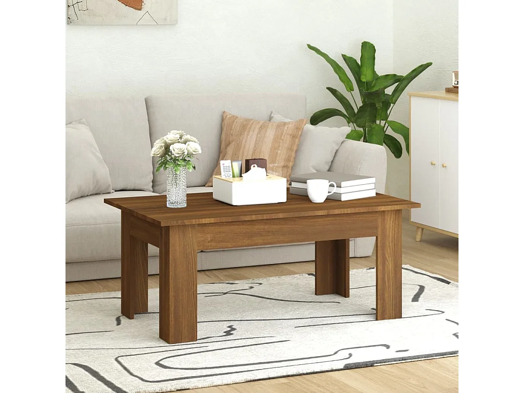 Table basse Chêne marron 100x60x42 cm Bois d'ingénierie OFR89371 BonneVie Meuble