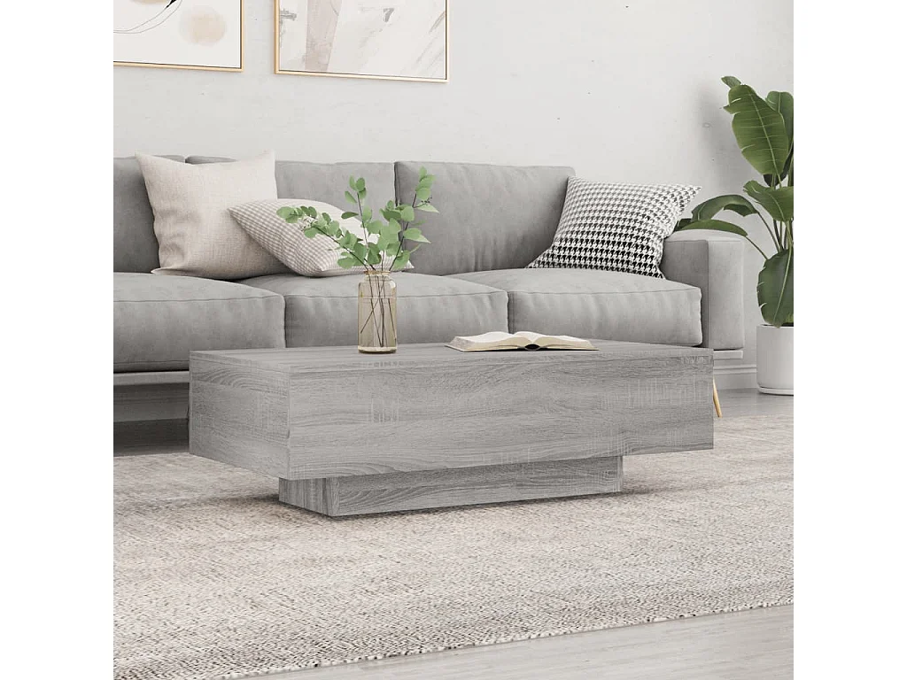 Table basse sonoma gris 100x49,5x31 cm bois d'ingénierie OFR88541 BonneVie Meuble