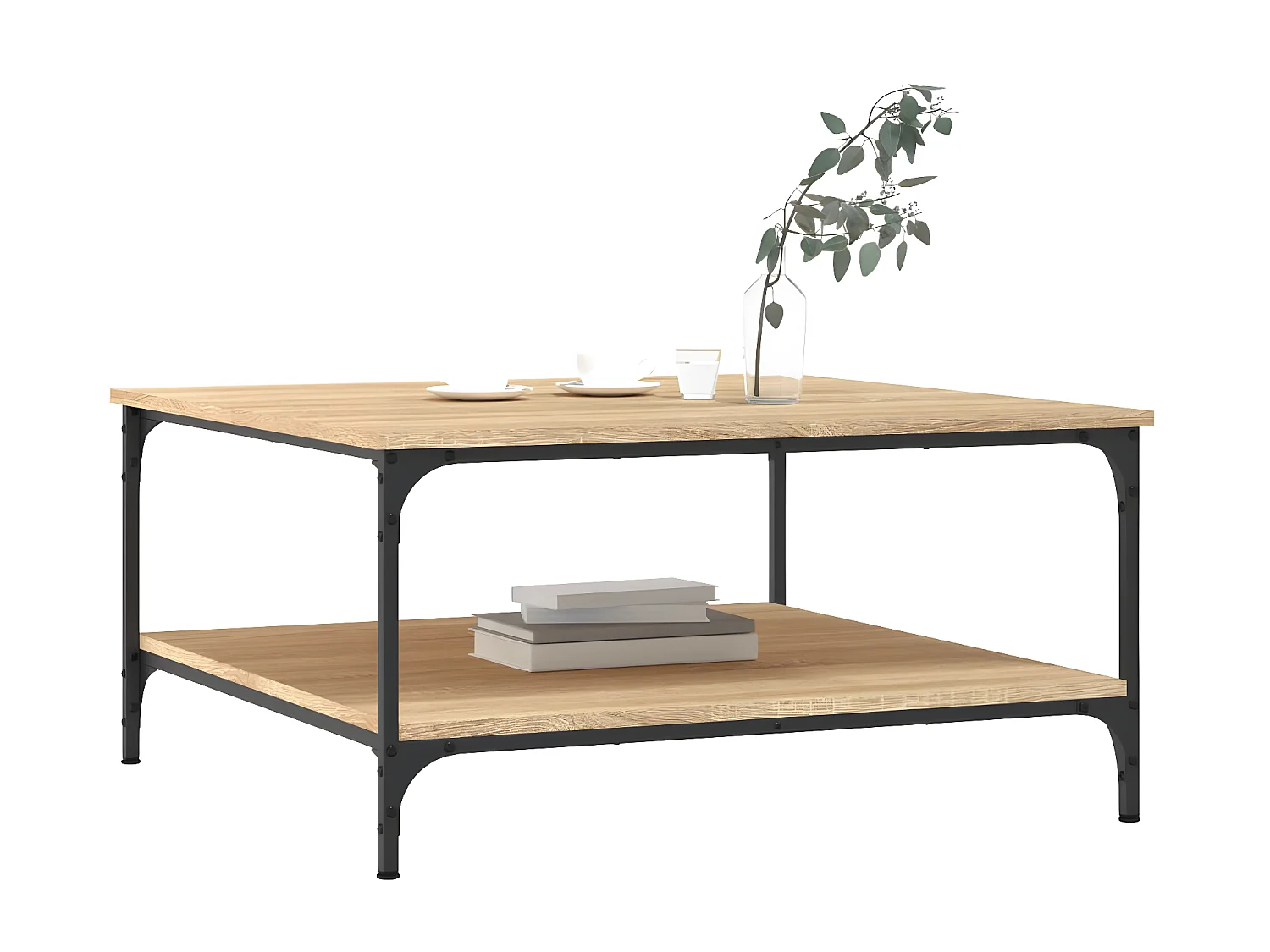 Table basse chêne sonoma 80x80x40 cm bois d'ingénierie OFR47339 BonneVie Meuble