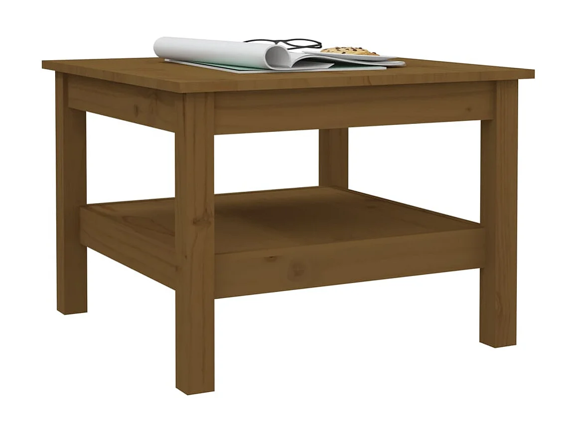 Table basse Marron miel 55x55x40 cm Bois massif de pin OFR43470 BonneVie Meuble
