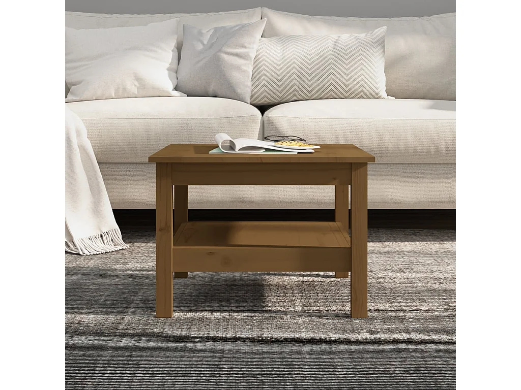 Mesa de centro 55x55x40 cm pinho maciço castanho mel PT474314