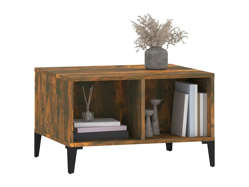 Table basse Chêne fumé 60x50x36,5 cm Bois d'ingénierie OFR21432 BonneVie Meuble
