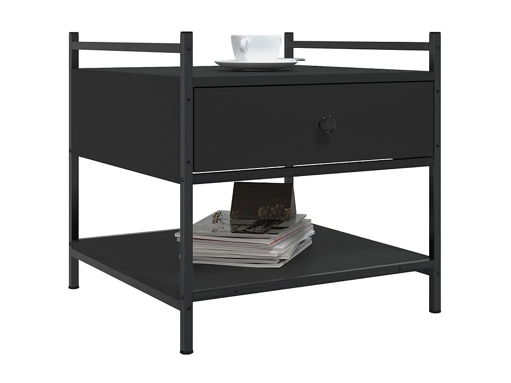 Table basse noir 50x50x50 cm bois d'ingénierie OFR81668 BonneVie Meuble