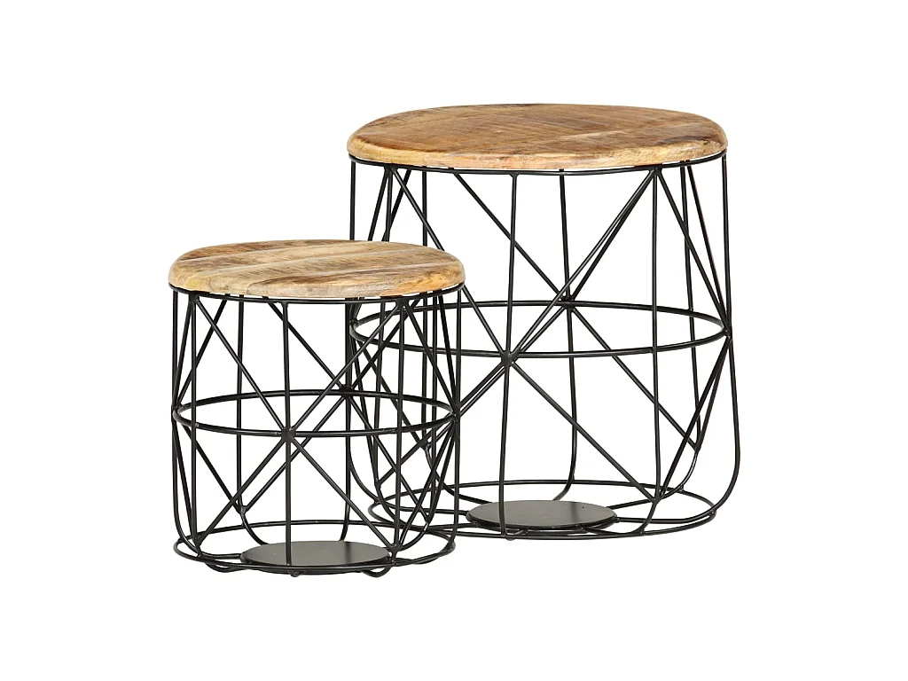 Tables basses 2 pcs Bois solide de manguier OFR60656 BonneVie Meuble