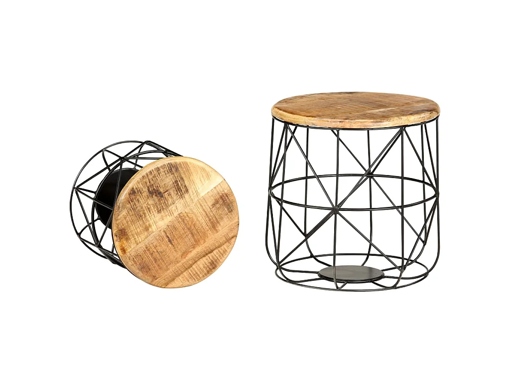 Tables basses 2 pcs Bois solide de manguier OFR60656 BonneVie Meuble