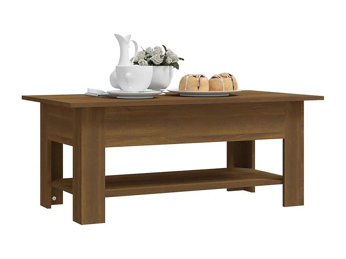 Table basse Chêne marron 102x55x42 cm Aggloméré OFR36753 BonneVie Meuble