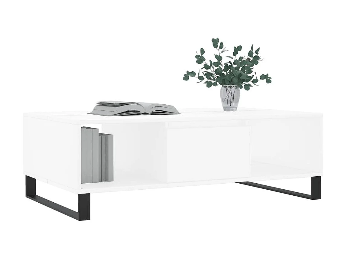 Table basse blanc 104x60x35 cm bois d'ingénierie OFR56847 BonneVie Meuble