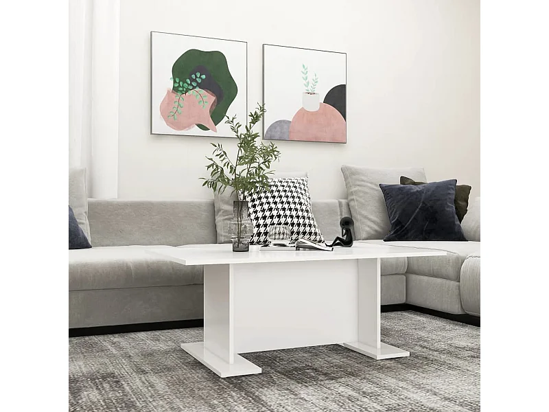 Table basse Blanc 103,5x60x40 cm Aggloméré OFR72312 BonneVie Meuble