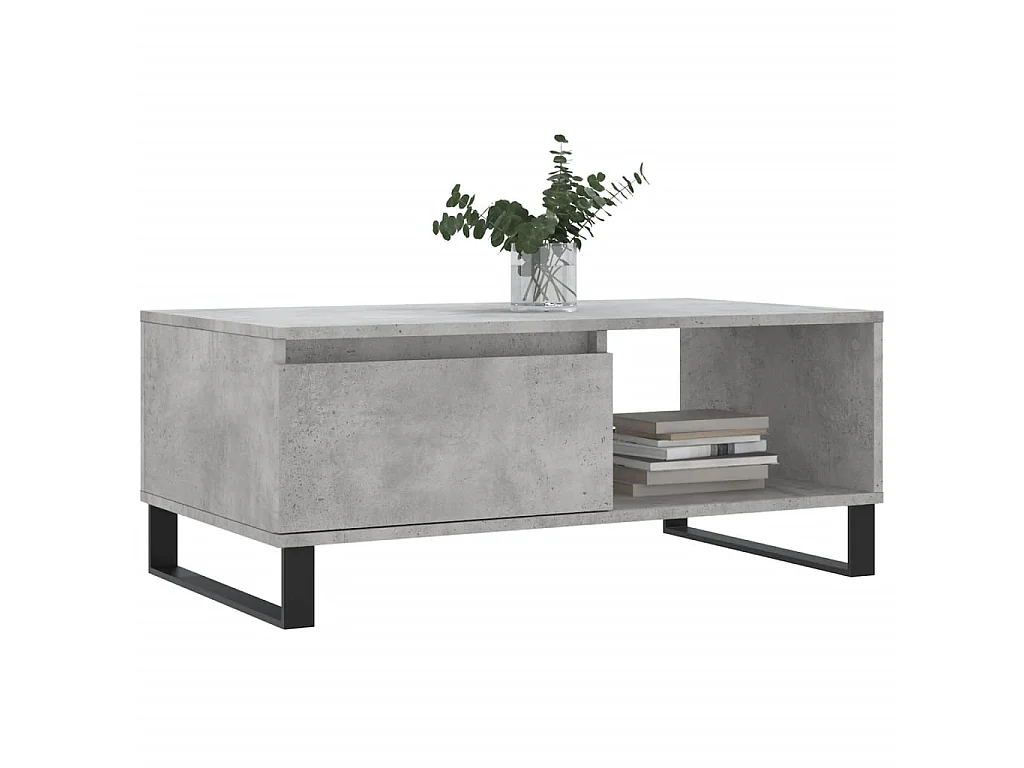 Table basse Gris béton 90x50x36,5 cm Bois d'ingénierie OFR94364 BonneVie Meuble