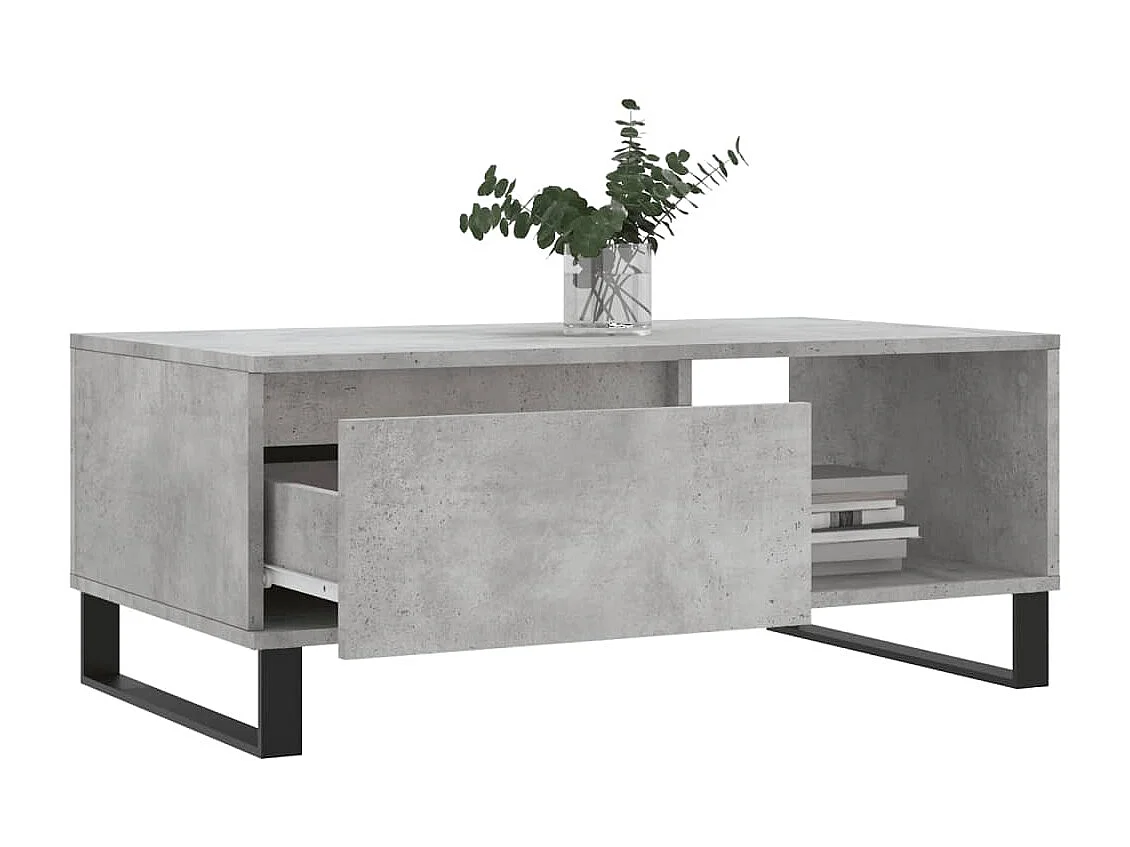 Table basse Gris béton 90x50x36,5 cm Bois d'ingénierie OFR94364 BonneVie Meuble