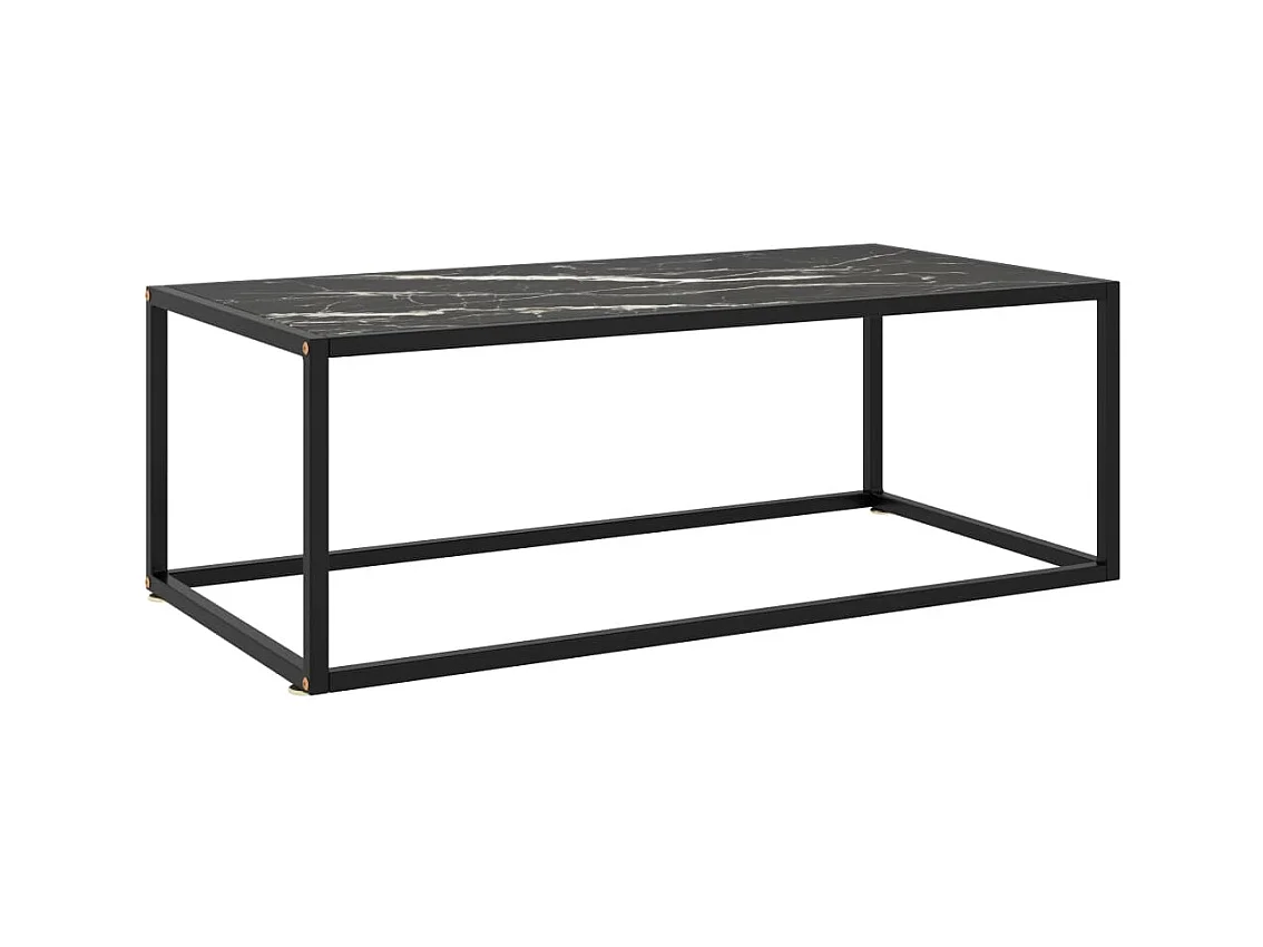 Table basse Noir avec verre marbre noir 100x50x35 cm OFR19805 BonneVie Meuble