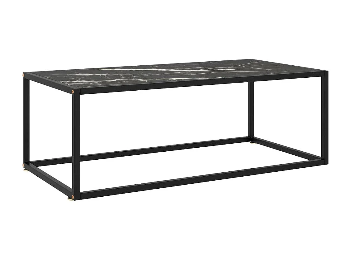 Table basse Noir avec verre marbre noir 100x50x35 cm OFR19805 BonneVie Meuble