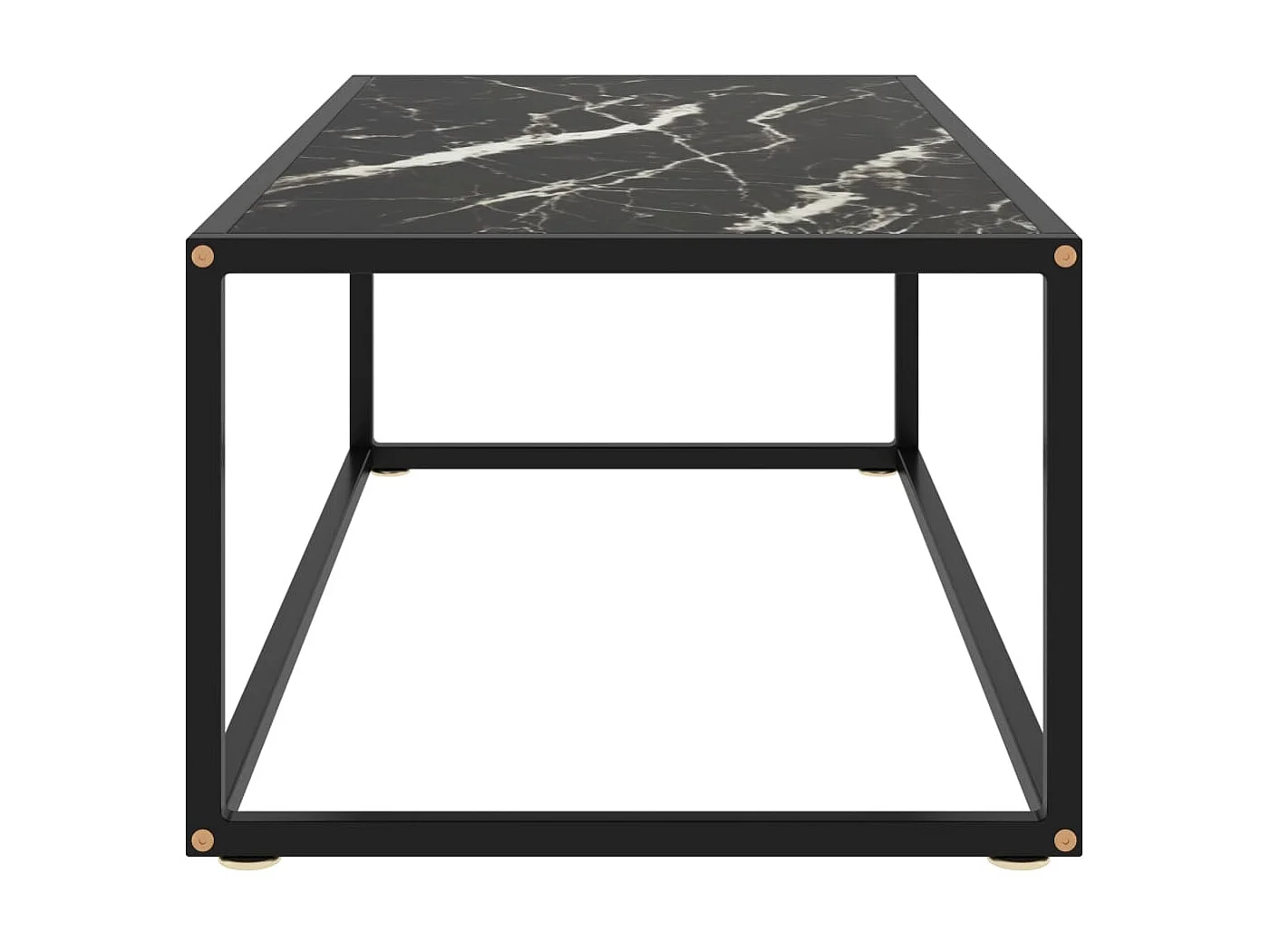 Table basse Noir avec verre marbre noir 100x50x35 cm OFR19805 BonneVie Meuble