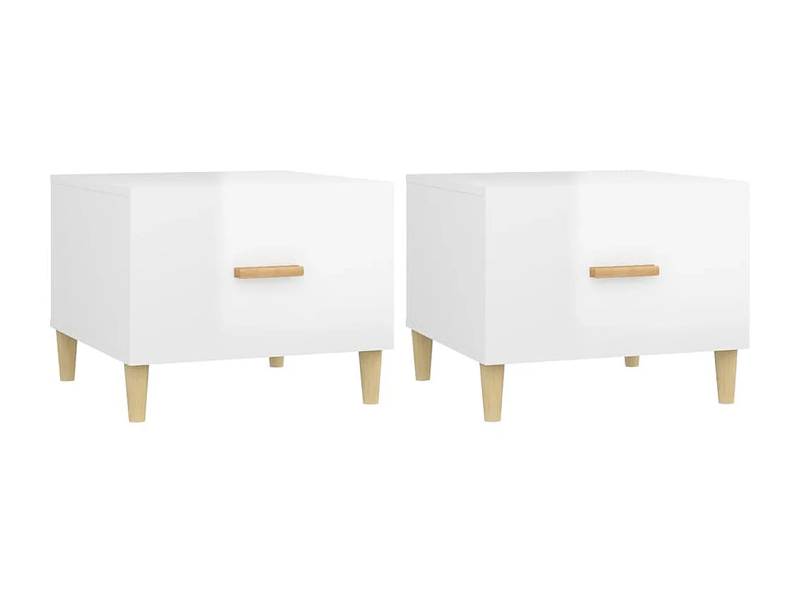 Mesa de centro 2 uds madera ingeniería blanco brillo 50x50x40cm ES34017