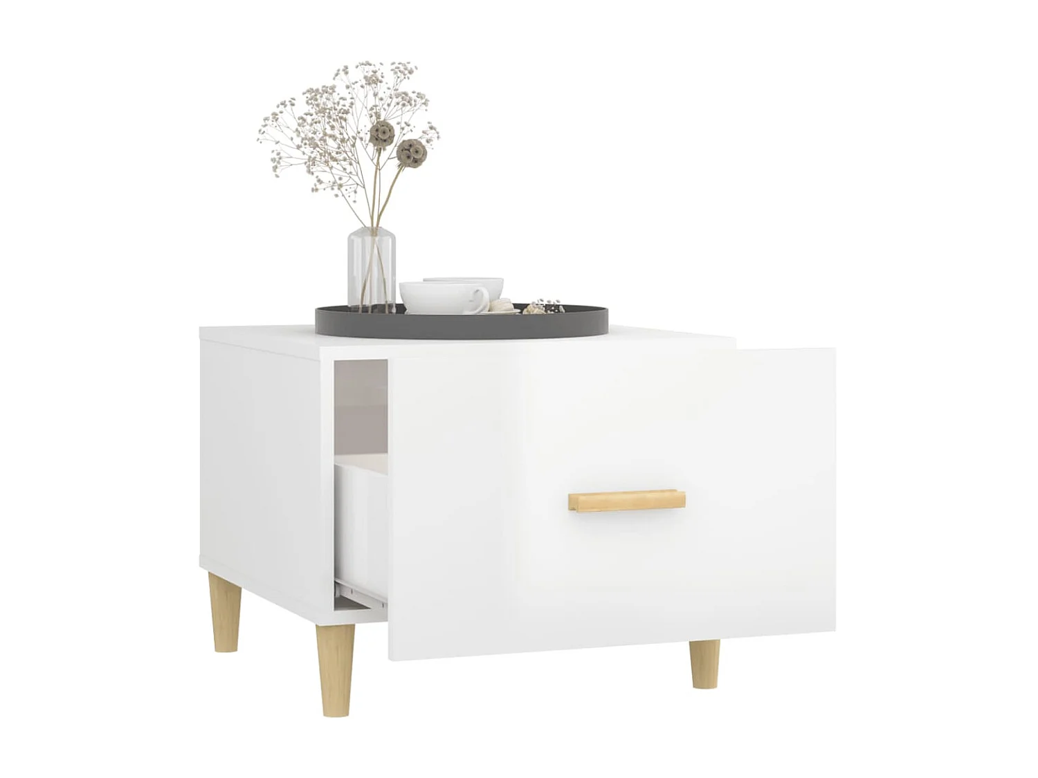 Mesa de centro 2 uds madera ingeniería blanco brillo 50x50x40cm ES34017