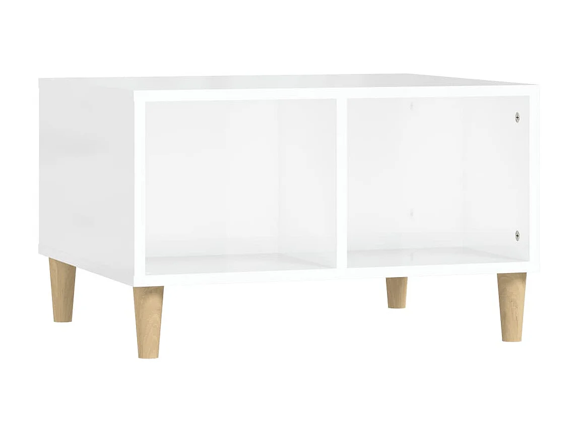 Mesa de centro madera contrachapada blanco brillo 60x50x36,5 cm ES81832