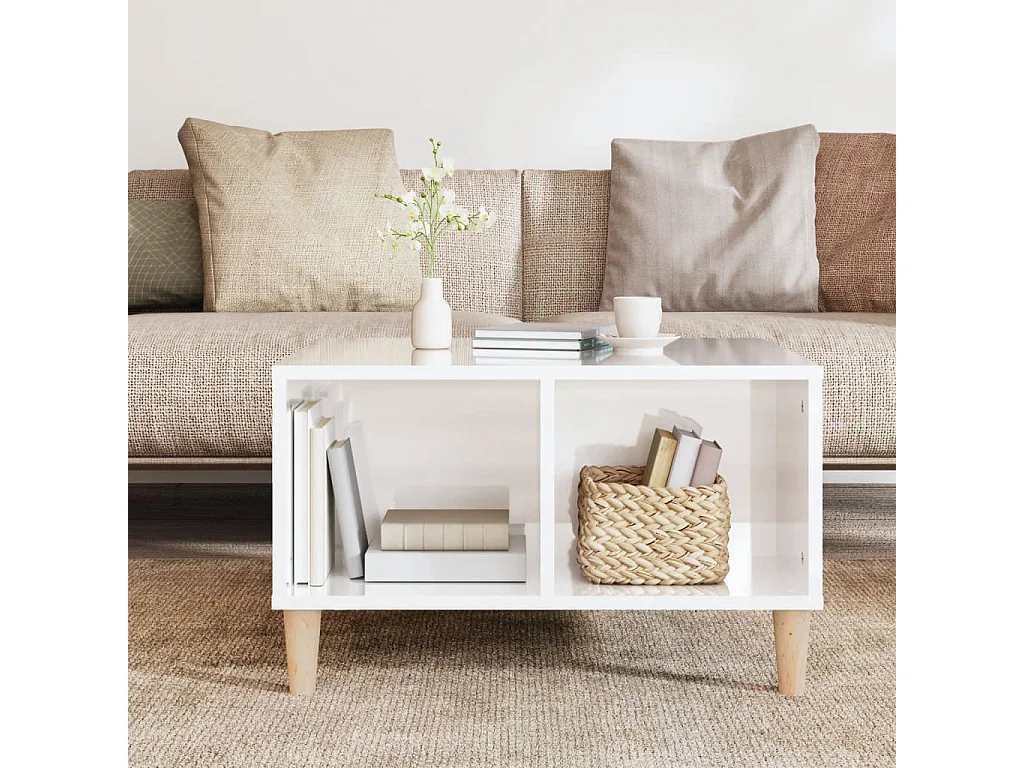 Mesa de centro 60x50x36,5 cm derivados madeira branco brilhante PT832251