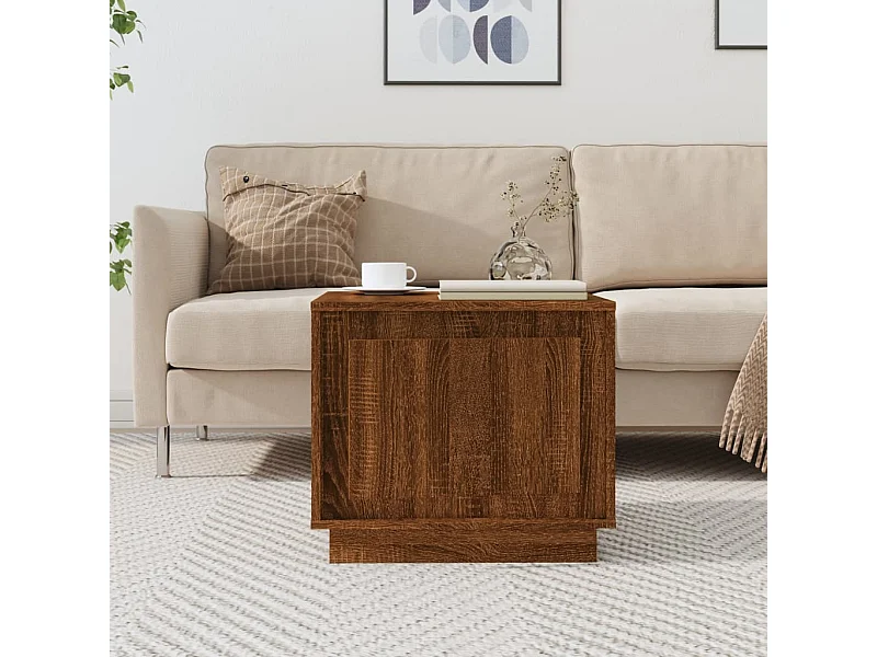 Salontafel 51x50x44 cm bewerkt hout bruin eikenkleur NL94907