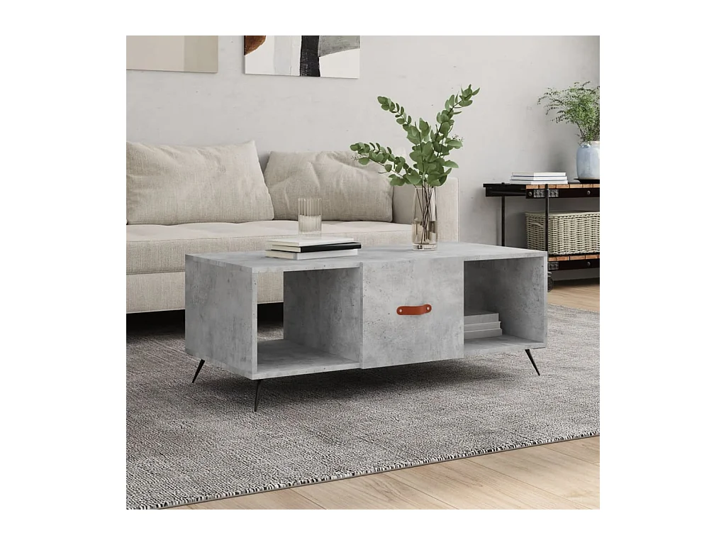 Table basse gris béton 102x50x40 cm bois d'ingénierie OFR96136 BonneVie Meuble