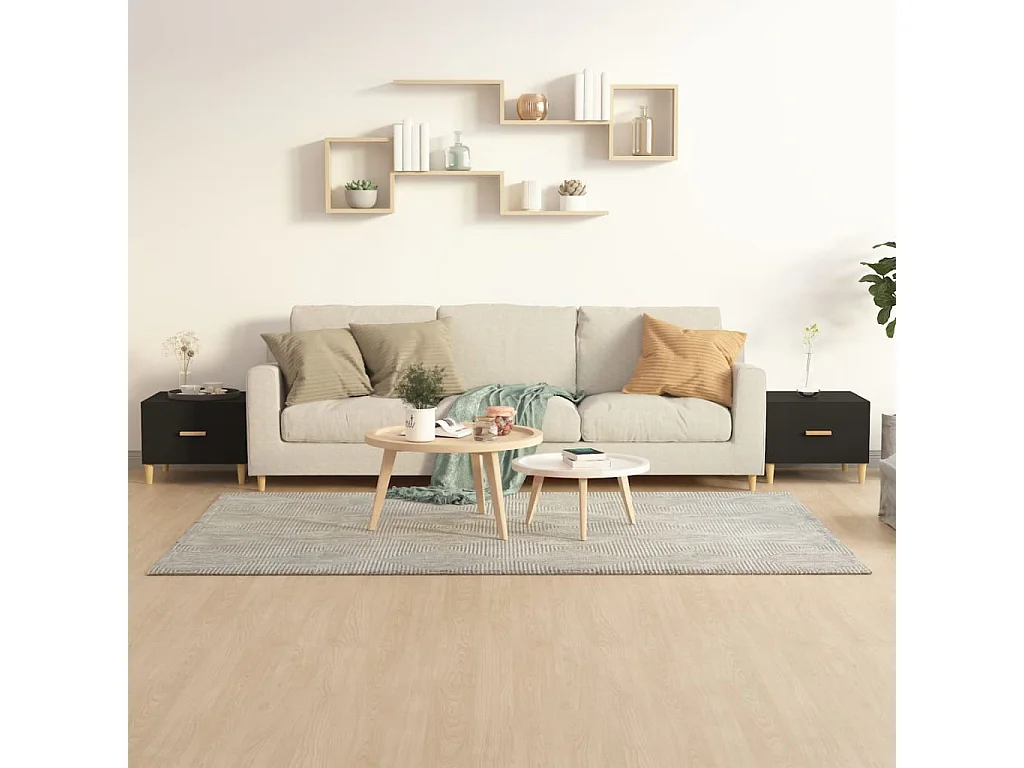 Tables basses 2 pcs noir 50x50x40 cm bois d'ingénierie OFR68792 BonneVie Meuble