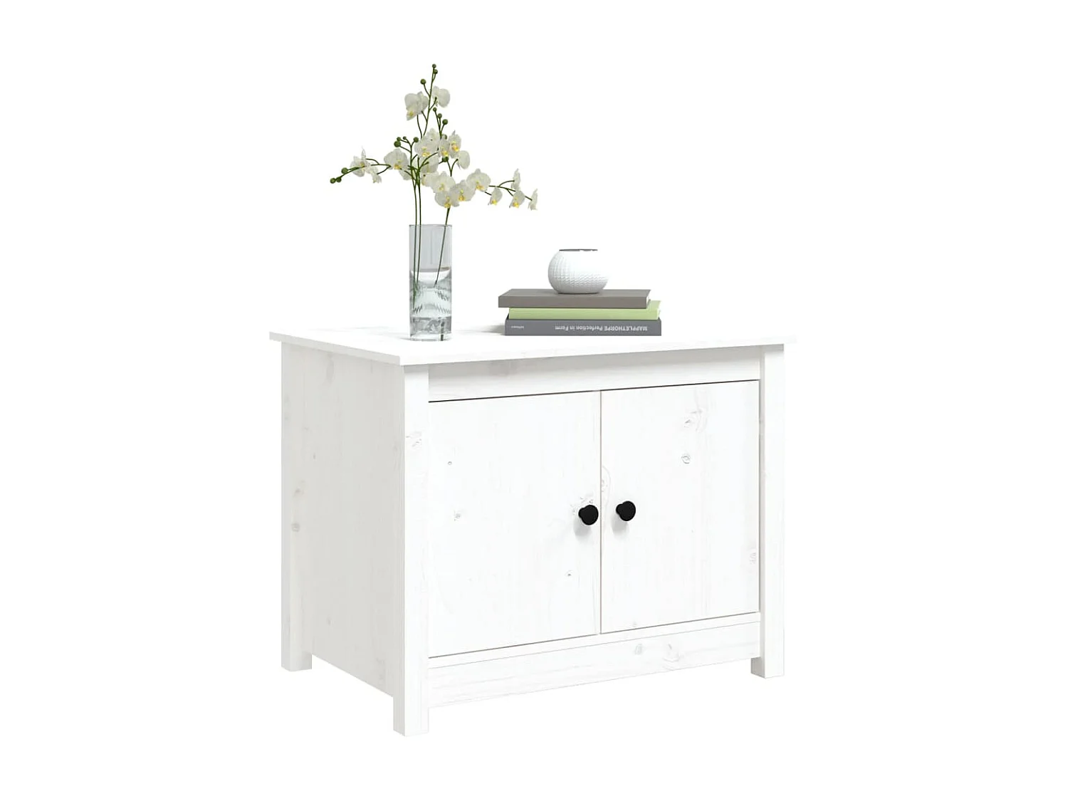 Table basse Blanc 71x49x55 cm Bois massif de pin OFR29174 BonneVie Meuble
