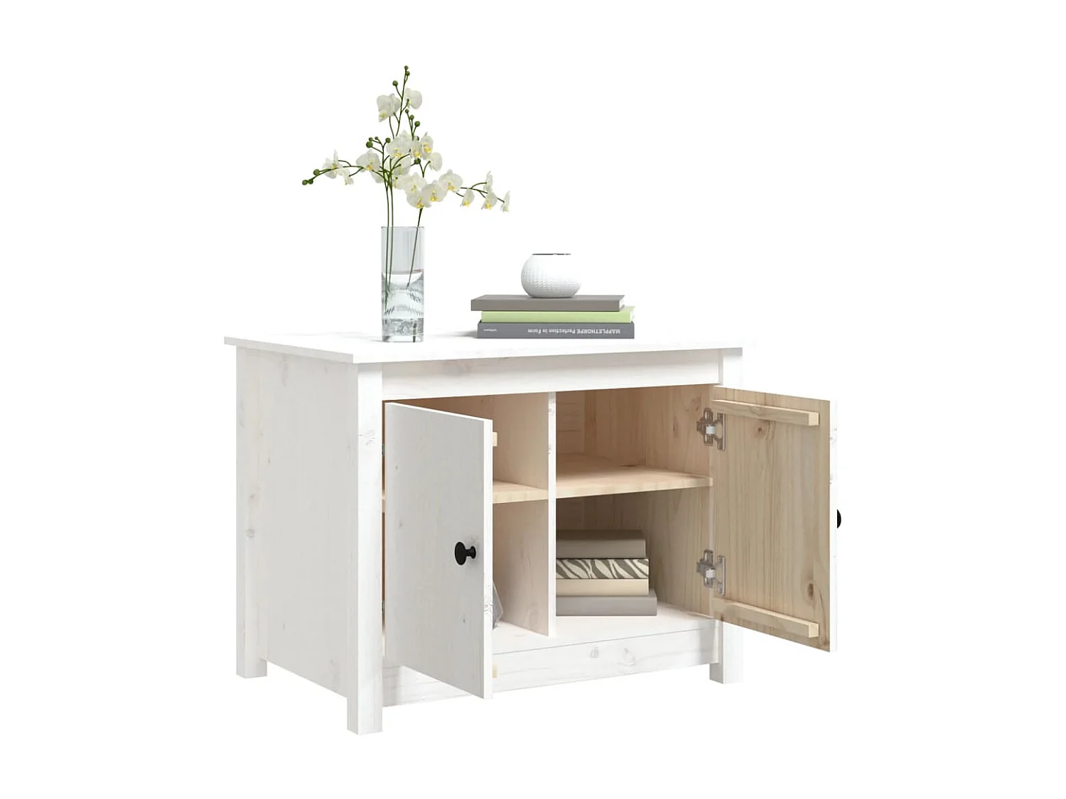 Table basse Blanc 71x49x55 cm Bois massif de pin OFR29174 BonneVie Meuble